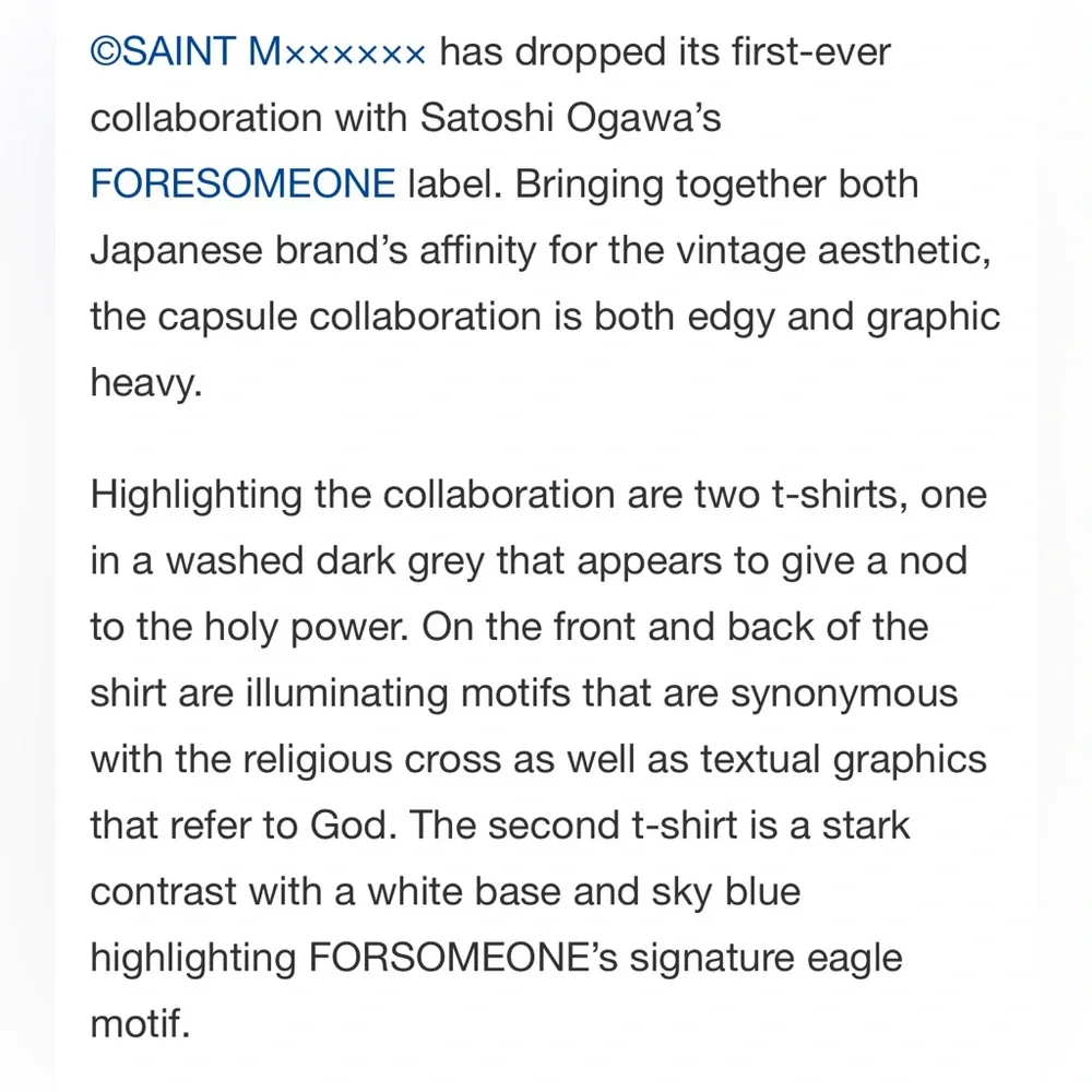 White Saint Mxxxxxx x Forsomeone Consume T-shirt.  New. - Picture 7 of 7